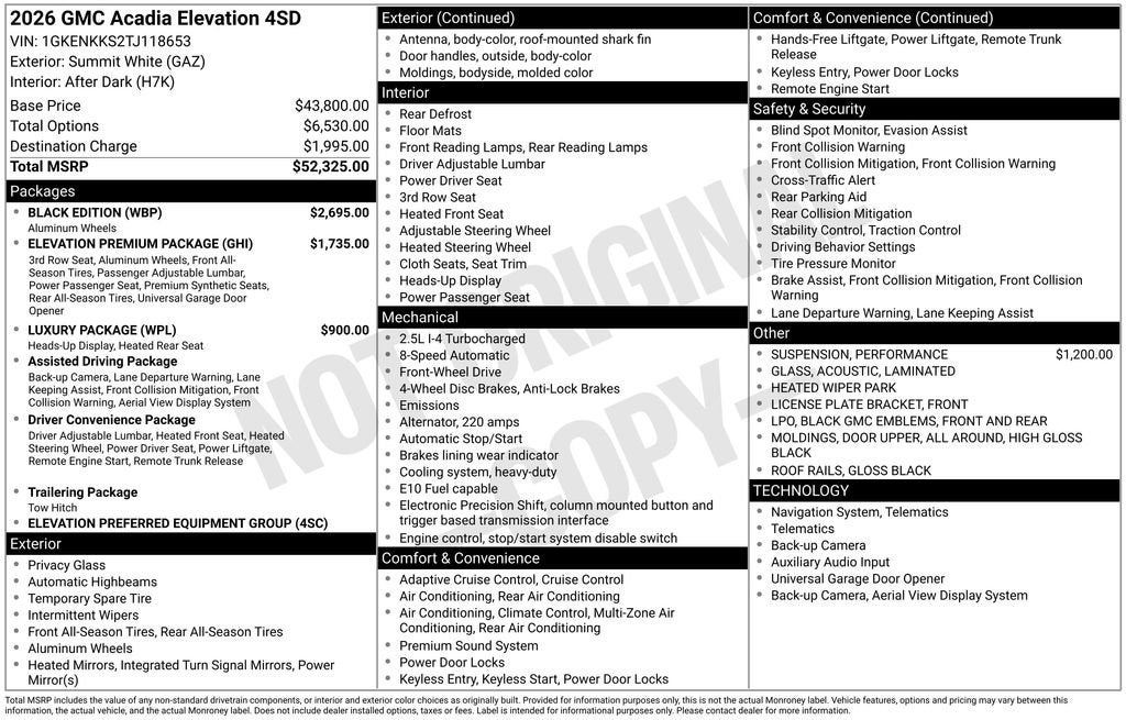2026 GMC Acadia Elevation