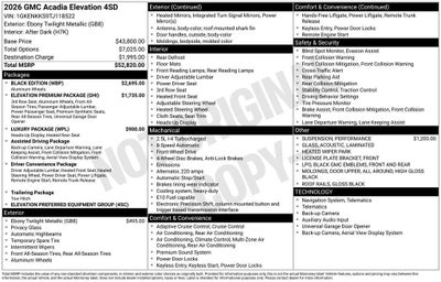 2026 GMC Acadia Elevation