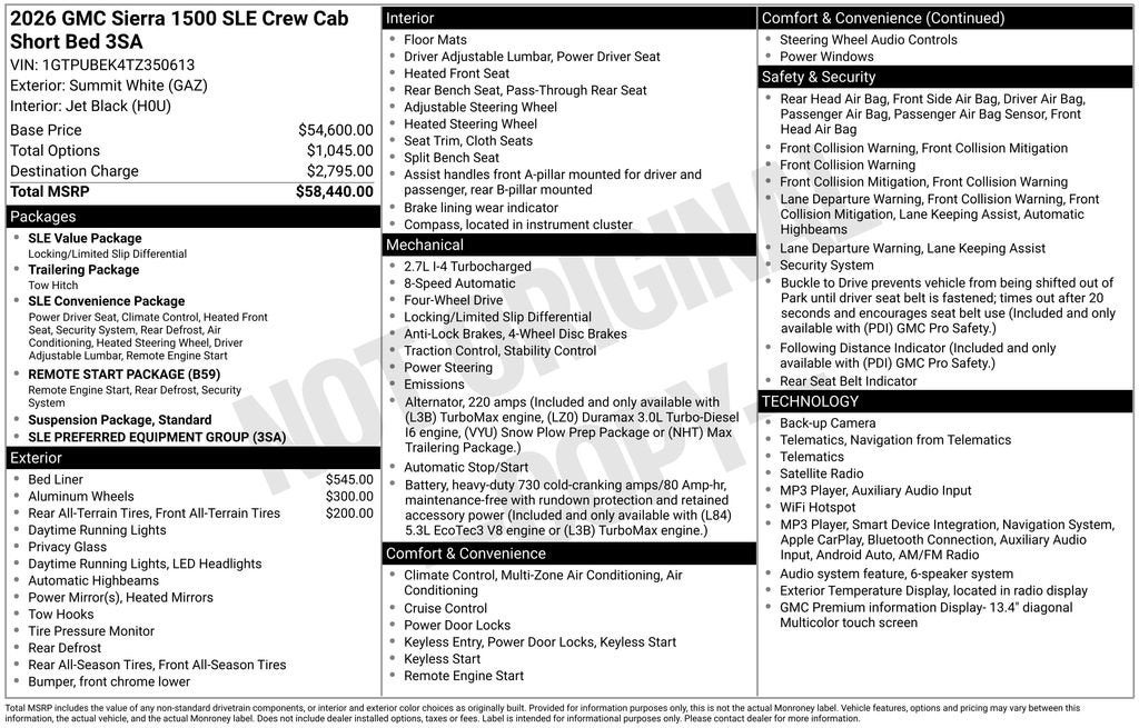 2026 GMC Sierra 1500 SLE
