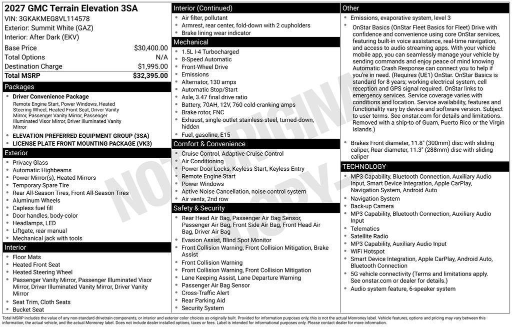 2027 GMC Terrain Elevation