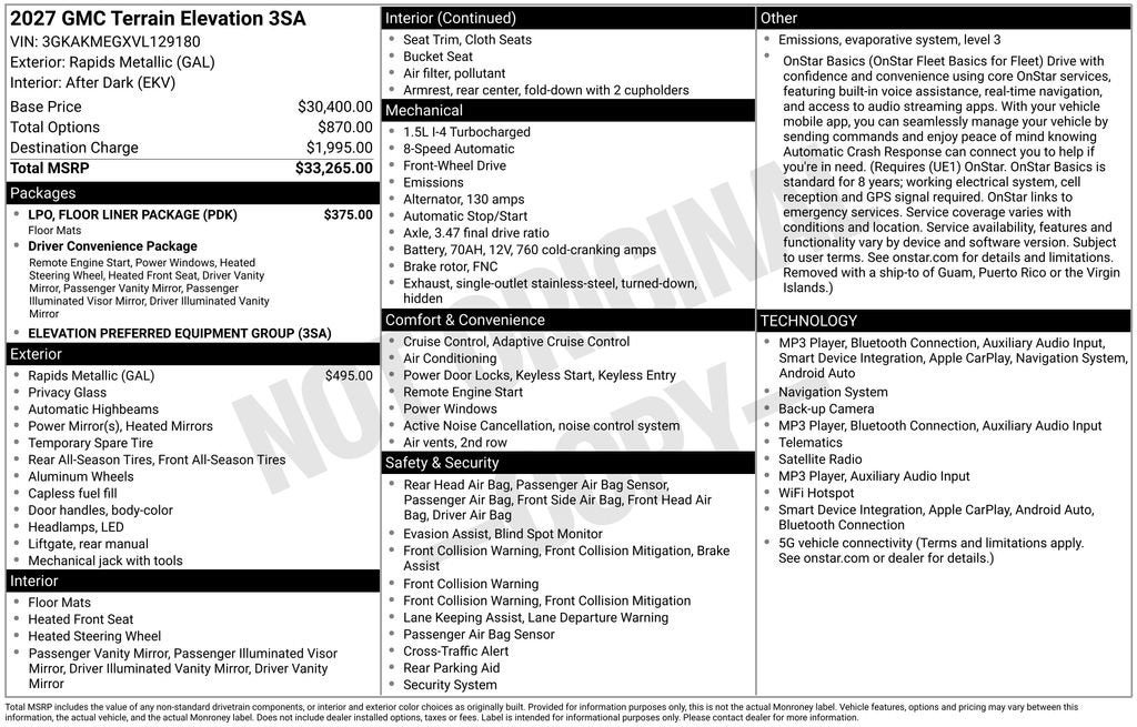 2027 GMC Terrain Elevation